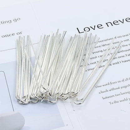 Lawie 30 Pack 4 Inch Silver U-Shaped Metal Hair Sticks, Straight Long Hair Forks, Bun Twist Hair Clips Holders - Arts and Crafts DIY Accessories