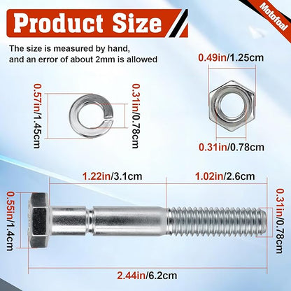 70060-01338 Snowblower Shear Bolts for Kubota Snowblower Grade 8 BX2750 BX2816 BX2822 BX5450 DB2550 G2003 G2538 G2546 T2724 T2740 T2834 Front Snowblower 5/16" x 2-1/4" 10pcs