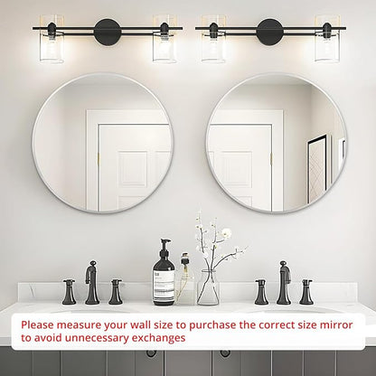 Fabuday Silver Round Mirror for Wall 24 inch - Circle Mirror for Bathroom, Entryway, Living Room, Hallway, Vanity Decor, Small Matte Metal Frame Mirrors