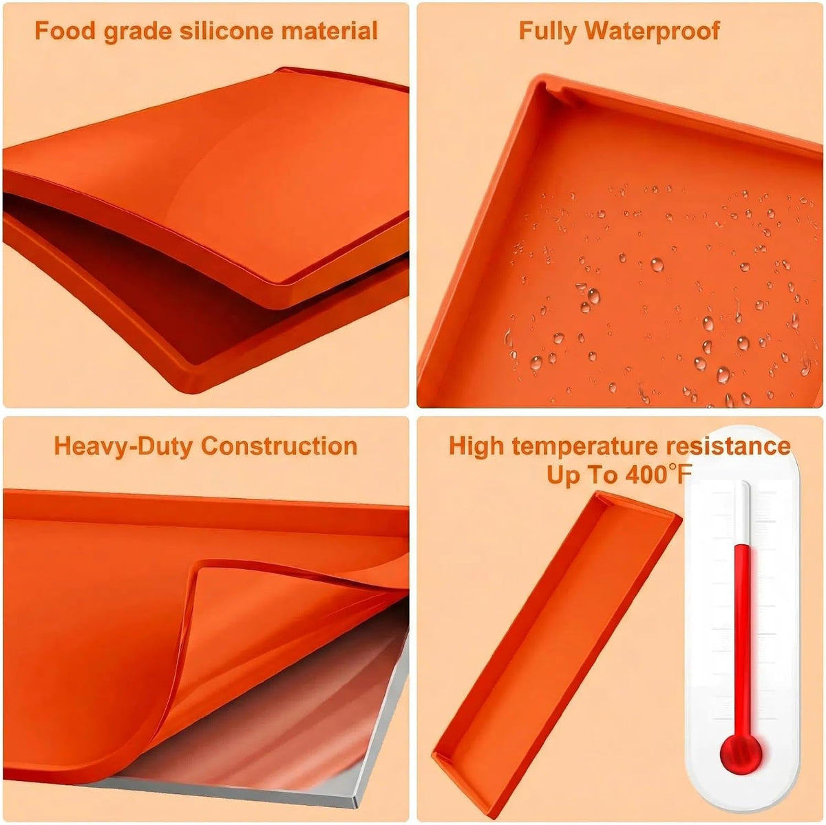 BANGIE 36" Silicone Griddle Mat for Blackstone Accessories - Anti-Warping & UV-Resistant Full-Wrap Cover for 4-Burner Flat Top Grill, Prevents Condensation Rust (Orange)