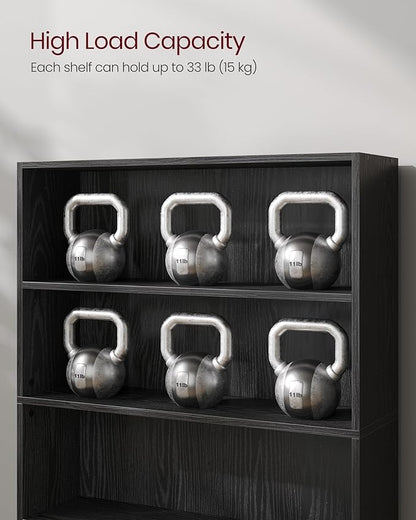VASAGLE Bookshelf, 31.5 Inches Wide, 5-Tier Open Bookcase with Adjustable Storage Shelves, Floor Standing Unit, Ebony Black ULBC175T56
