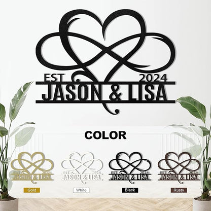 Metal Signs Customized, Infinity Heart Wall Decor, Custom Couple's Name Sign, Personalized Wedding Sign for Couples 2025, Unique Infinity Heart Metal Art, Valentines Day Gift, Home Decor Gift