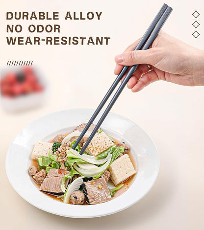 10 Pairs Fiberglass Chopsticks Reusable Set | Dishwasher Safe | Lightweight | Non-Slip, 9.45-Inch - Colourful Chop Stick