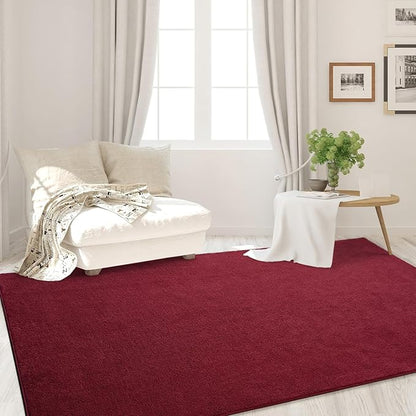 Area Rugs for Bedroom Living Room, 7x10 Rose Red Super Soft Comfy Thickened Memory-Foam Indoor Carpets, Modern Aesthetic Minimalist Carpet for Boys Girls Adults Apartment Nursery Home Décor