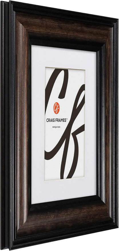 Craig Frames 11x14 Solid Wood Picture Frame, Matted to 8x10, Brown | Real glass, white mat included, wall decor ready to hang, made in the USA