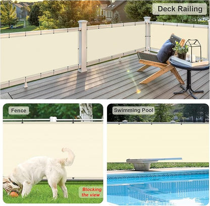LOVE STORY Custom Size 3'x13' Butter Cream Balcony Privacy Screen,UV Block Privacy Fence Screen,90% Shield for Outdoor Pool Garden Apartment Railing