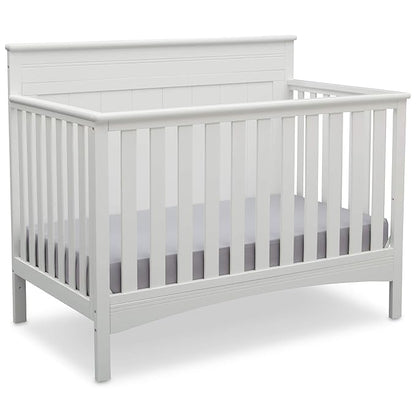 Delta Children Fancy 4-in-1 Convertible Crib and 6 Drawer Dresser Bundle, Bianca White