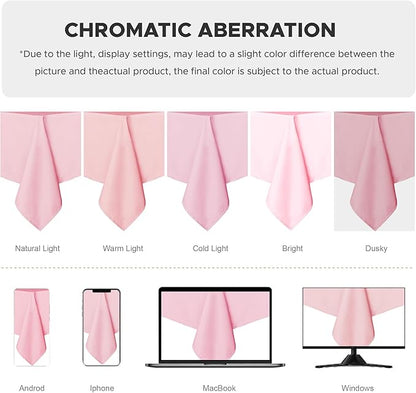 sancua Rectangle Tablecloth - 60 x 120 Inch - Stain and Wrinkle Resistant Washable Polyester Table Cloth, Decorative Fabric Table Cover for Dining Tables, Buffet Parties and Camping, Pink