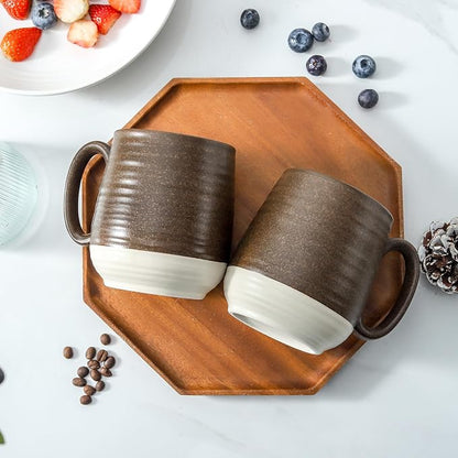 HASENSE 20 oz Coffee Mugs Set of 2 – Large Tea Cups with Comfortable Handle, Perfect for Coffee,Brown Microwave & Dishwasher Safe Mugs for Latte, Hot Cocoa
