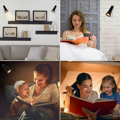 LED Desk Lamp, Cordless Rechargeable Table Lamp with 3 Brightness Levels, Dimmable, Removable Touch Lamp for Reading Bedroom Home Office Study (Black)