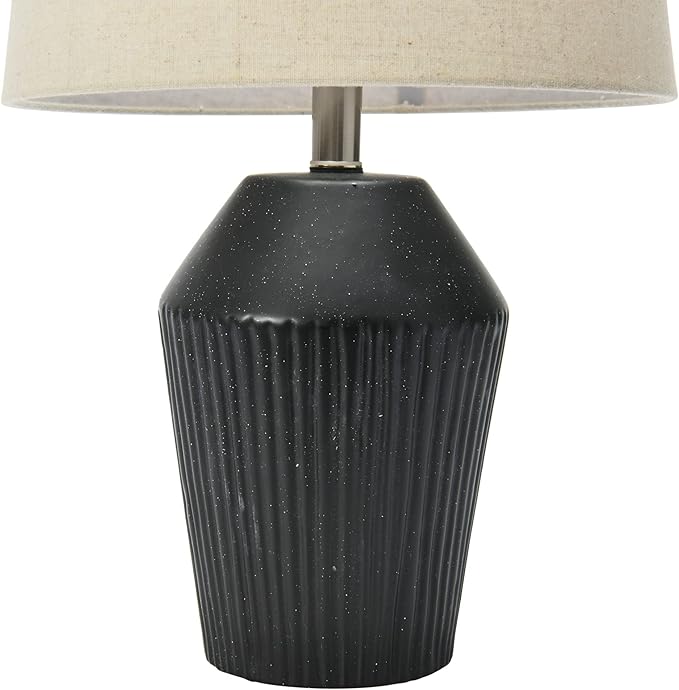 Creative Co-Op 13" Round Stoneware Desk Lamp, Black