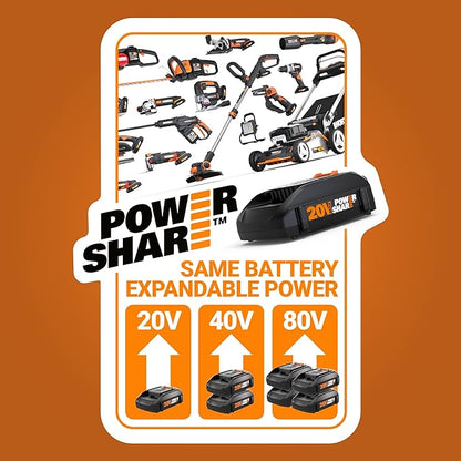 WORX Cordless Leaf Blower 20V WORXAIR Turbine Blower WG547.2 for Lawn Care Yard Work, 2 Variable Speed Control, 1 * 4.0 Ah Battery & Charger Included