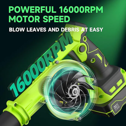 Leaf Blower Cordless with Battery and Charger, 20V Electric Leaf Blower 120MPH Small Leaf Blower, Lightweight Battery Leaf Blower Yard Tools Grass Blowers for Lawn Care Patio Backyard Garden Floor