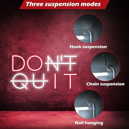 Don't Quit Neon Sign for Wall Decor, DO IT Neon Lights Party Decorations, USB Powered Switch LED Neon Lights Adjustable for Office, Gym, Man Cave, Gamer Room Decor