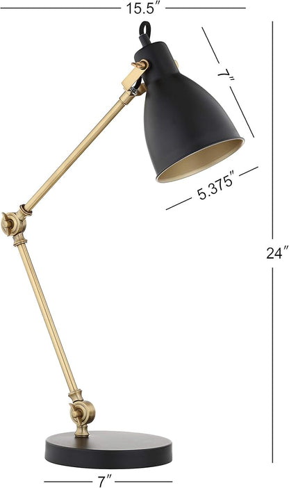 JONATHAN Y JYL6003A Barnes 24" LED Metal Task Lamp Modern,Contemporay,Transitional for Bedroom, Living Room, Office, College Dorm, Coffee Table, Bookcase, Black/BrassGold