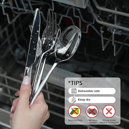 KINGSTONE Silverware Set, 20-Piece Forged Flatware Set Cutlery Set Premium Stainless Steel, Service for 4, for Kitchen, Home, Wedding, Party, Mirror Polished and Dishwasher Safe
