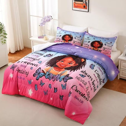 Black Girl Comforter Set Queen for Kids Teens,God Says You are Comforter Set for Black Women,Black Girl Magic Bedding Set,African American Girl Bed Bedroom Set