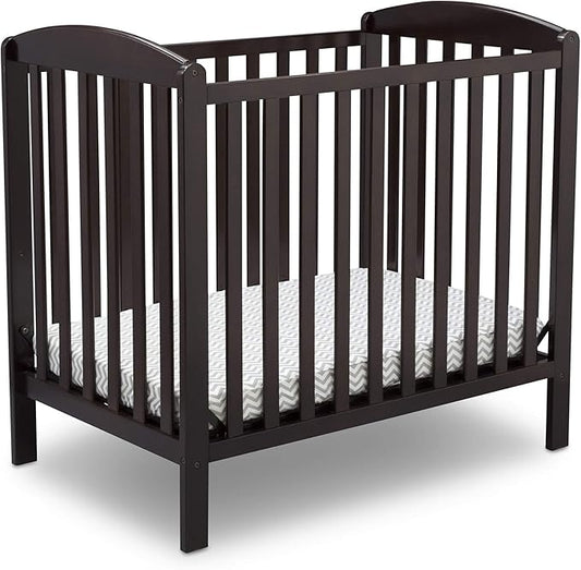 Delta Children Emery Mini Convertible Baby Crib with 2.75-inch Mattress, Dark Chocolate