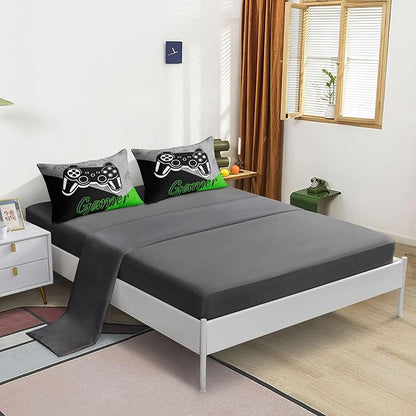 5 Pieces Gaming Bedding Set Twin Size for Boys Gamer Comforter Set for Boys Girls Kids Teens 5 Piece Bed in A Bag Video Game Bedding for Gamer Room Decorative Twin51