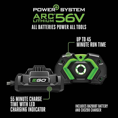 EGO POWER+ String Trimmer, Battery Powered, 16" Trimmer for Weeds and Grass with POWERLOAD, LINE IQ, Telescopic Carbon Fiber Shaft, Includes 56V 4.0Ah Battery and Charger - ST1623T