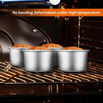 2Inch Cake Pan Set of 4, Nonstick Stainless Steel Smash Cake Pans, Round Mini Cake Pans Tin Small Size for Baking Muffin Fondant Cheesecake Mold Healthy Dishwasher Safe