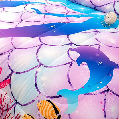 CVHOUSE Mermaid Comforter Sets King for Girls Women,Mermaid Scale Bedding Sets King Set,Mermaid Bedspread,Mermaid Duvet,Mermaid Bed Set,Mermaid Quilt Set 3 Pcs 1 Comforter and 2 Pillowcases