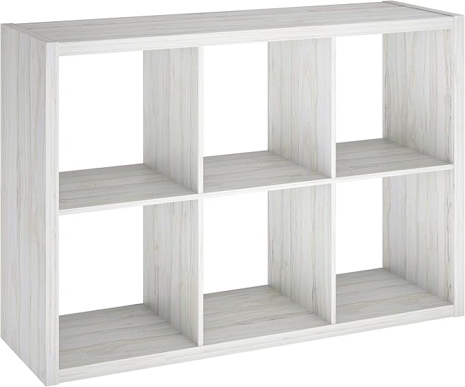 ClosetMaid 4569 Decorative Open Back 6-Cube Storage Organizer, Bleached Walnut