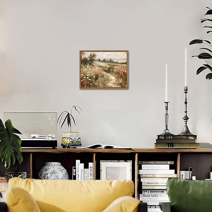 Vintage Framed Wall Art for Living Room – Vintage Wildflower Pictures Oil Paintings Canvas Prints – Country Flower Modern Farmhouse Wall Decor for Bathroom Bedroom Home Office – 8x10in
