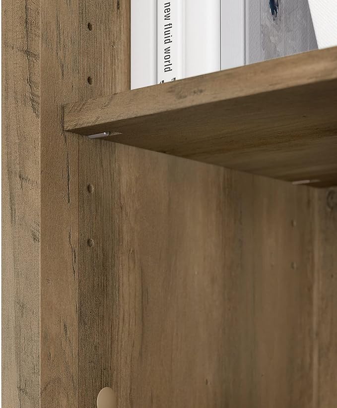 Bush Furniture Salinas Tall 5 Shelf Bookcase in Reclaimed Pine