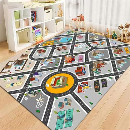 Kids Rug Play Mat Great for Playing with Cars and Toys,Educational Kid Road and Traffic City Life Carpet,Children Baby Fun Throw Rug for Bedroom Play Room,79X118Inch/200X300CM