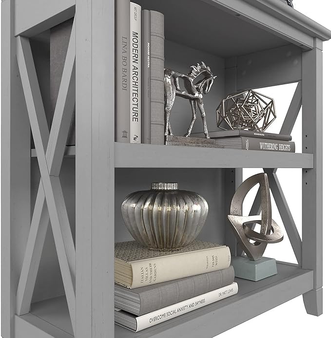 Bush Furniture Key West Small 2 Shelf Bookcase in Cape Cod Gray