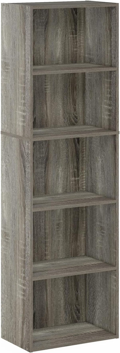 Furinno Luder Bookcase / Bookshelf / Storage Shelves, 5-Tier, French Oak