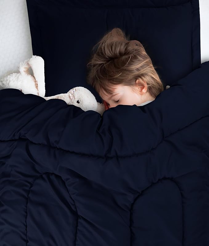 Utopia Bedding All Season Navy Comforter Set with 2 Pillow Cases, 3 Piece Soft Brushed Microfiber Kids Bedding Set for Boys/Girls, Machine Washable (Twin, Pack of 6)