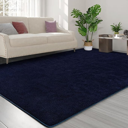 Area Rugs for Bedroom Living Room, 6x9 Navy Blue Super Soft Comfy Thickened Memory-Foam Indoor Carpets, Modern Aesthetic Minimalist Carpet for Boys Girls Adults Apartment Nursery Home Décor