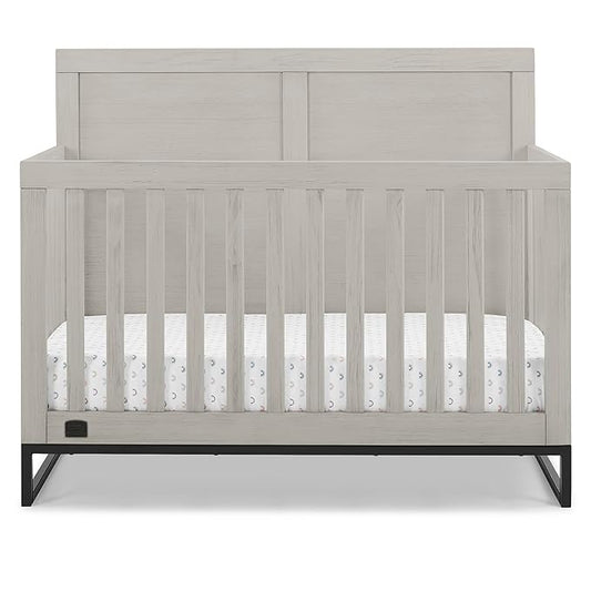 Simmons Kids Foundry 6-in-1 Convertible Baby Crib, Rustic Mist with Matte Black