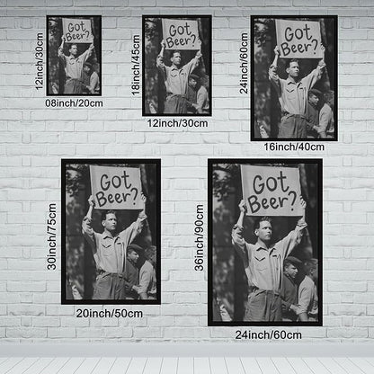 UXCBIA Black And White Beer Protest, Speakeasy, Retro Prohibition Poster Canvas Poster Wall Art Decor Print Picture Paintings for Living Room Bedroom Decoration Black Frame 12x18in(30x45cm)