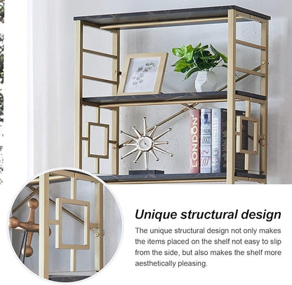 HOMISSUE Bookcase,7-Tier Tall Bookshelf Metal Bookcase and Bookshelves, Free Standing Storage Modern Bookshelf for Home Office Living Room and Bedroom, Black & Gold