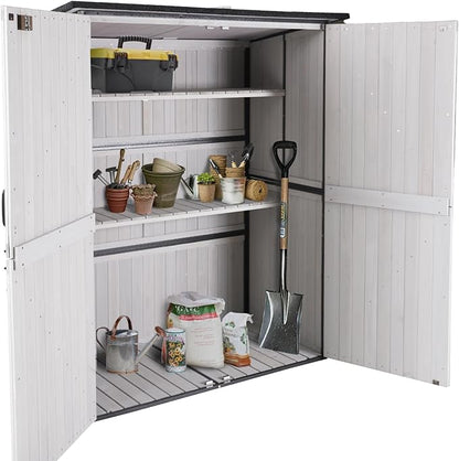 GUTINNEEN Outdoor Storage Shed with Metal Frame,Wooden Tool Cabinet with Adjustable Shelfs, House Garden Shed for Backyard Garden Patio Lawn