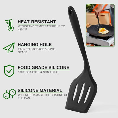 Camping Essentials Cookware Cooking Utensils Set - Portable Camp Kitchen Mess Kit Outdoor Accessories, Stainless Steel & Silicone, Camping Gear Equipment for RV Picnic Grill, Brown | Stainless Steel & Silicone Mess Kit, Durable Outdoor Kitchen Gear for...