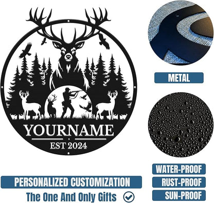 Personalized Metal Signs - Custom Shed Wall Decor, Black Deer Metal Art, Home Sign Plaques, Outdoor Decorative Signage (Style C)