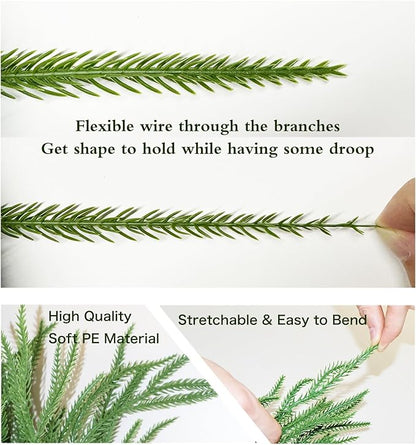 2PCS 9FT Christmas Garland Norfolk Pine Garland Real Touch Artificial Greenery Garland for Mantle Fireplace Table Indoor Outdoor Decor (Normal)