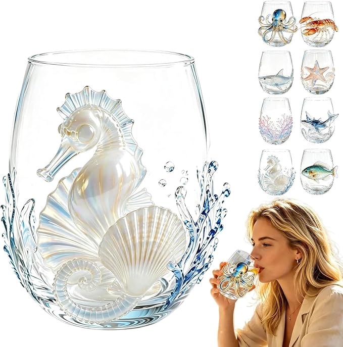Artisan Blue Octopus Glassware Handmade 3D Ocean Decor Gift