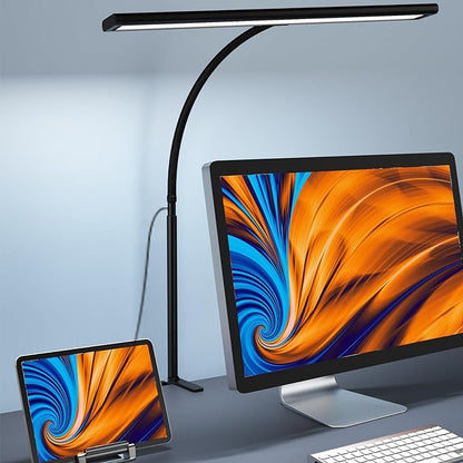 Desk Lamp for Office Home, [3 Color & 10 Brightness] 160 LED Dimmable Reading Lamp with Clamp, Eye-Caring Clip on Desk Light Working for Video Conference Workbench Drafting Crafting Drawing Puzzling