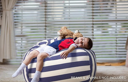 Aubliss Stuffed Animal Bean Bag Storage Chair (Royal Blue/White Striped, Large (38''))