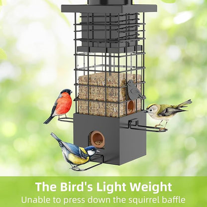 KRUOO Metal Squirrel Proof Bird Feeder for Outdoors Hanging,Wild Bird Feeders for Outside, 2.5 lb Capacity
