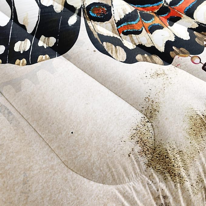 Butterfly Comforter Set for Girls Kids Adults Butterfly Rose Bedding Set Aesthetics Butterflies Quilt Duvet Set Full Size with 1 Comforter and 2 Pillowcases