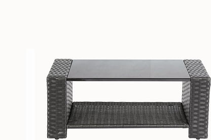 4 Pieces Outdoor Furniture Complete Patio Cushion Wicker P.E Rattan Garden Set, Full, Black