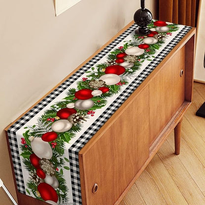Nepnuser Black and White Gingham Christmas Table Runner 90 Inches Long Buffalo Check Plaid Xmas Decoration Holiday Home Kitchen Decor
