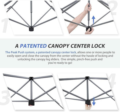 EAGLE PEAK 13x13 Straight Leg Pop Up Canopy Tent Instant Outdoor Canopy Easy Single Person Set up Folding Shelter w/Auto Extending Eaves 169 Square Feet of Shade (American Flag)