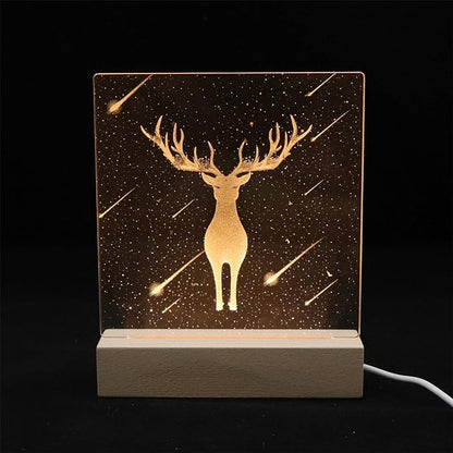 2Pack 6 inch Wood Rectangle Display Pedestal,Wooden Rectangle Led Lights Display Base for Acrylic and Plexiglass,Wood Night LED Light Lamp Base